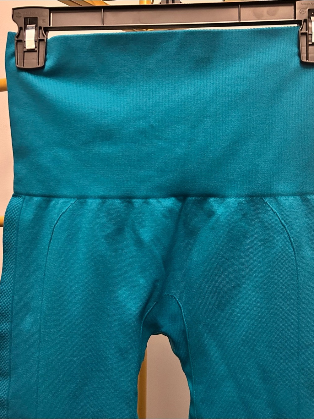 Homma Athleisure high waisted tummy control stretch leggings in teal size L - Picture 7 of 8